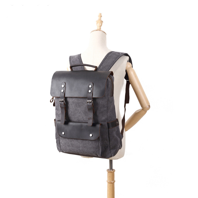 Leather Backpack Vintage - Tas Sekolah Kanvas Vintage Logo Kustom