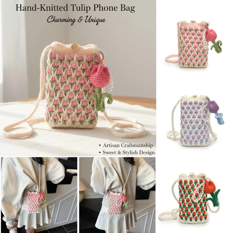 Mini Backpack Purse - Tas Ransel Rajut Tulip Buatan Tangan,
