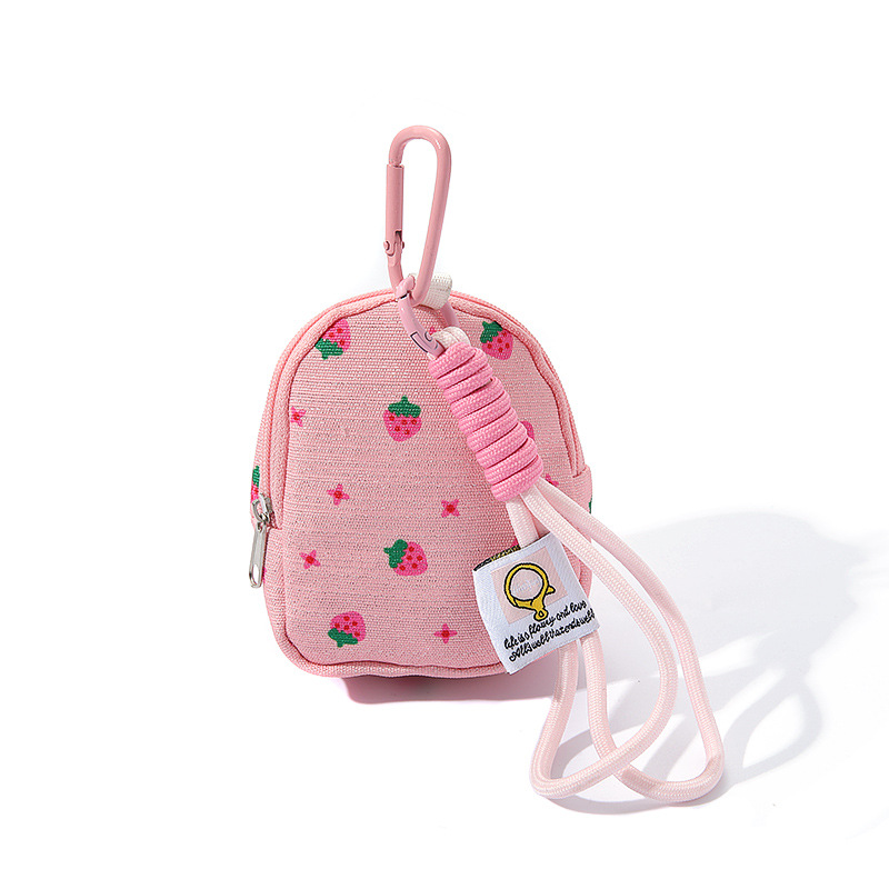 Mini Backpack Purse - Dompet Koin Mini Gambar Stroberi Merah