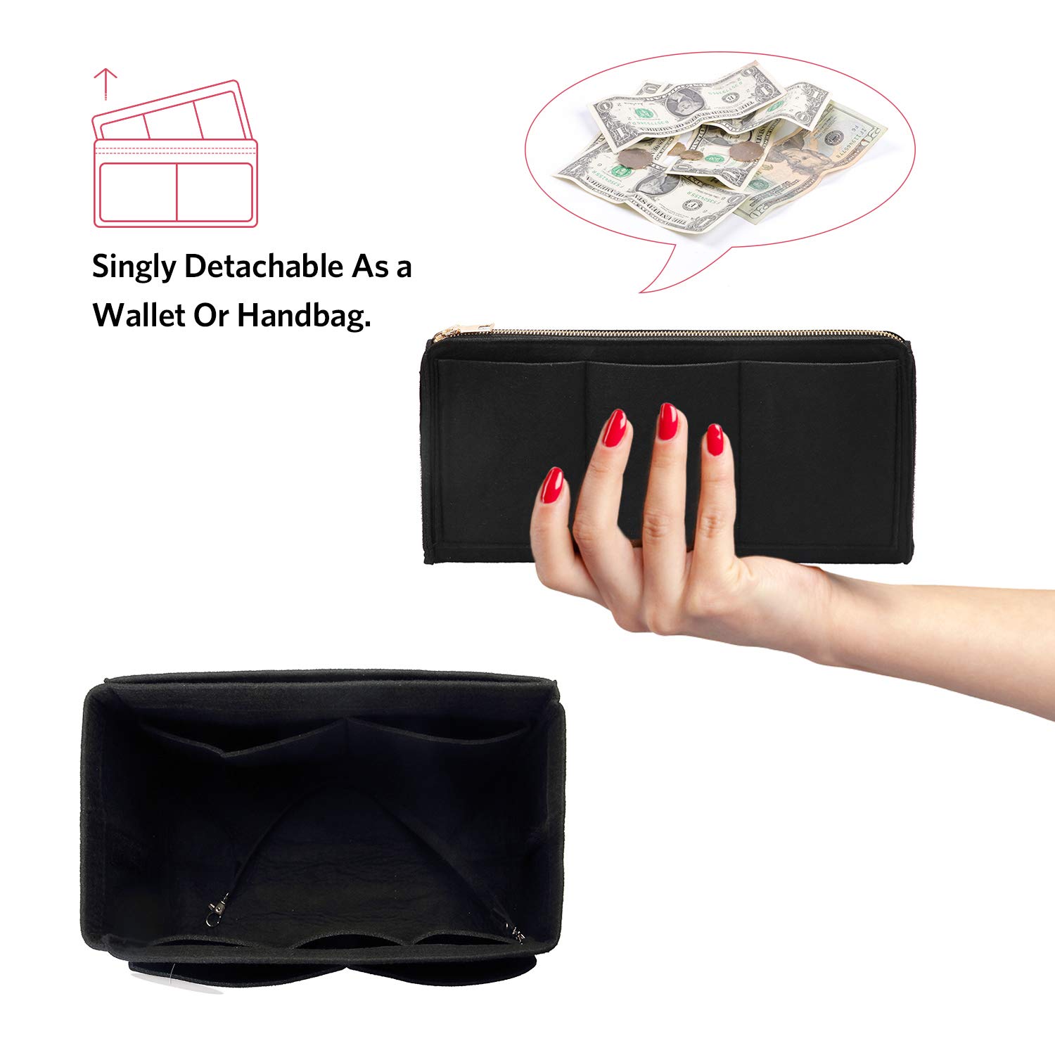 Sisipan Organizer Dompet Felt  - Backpack Insert Organizer ulasan dan harga